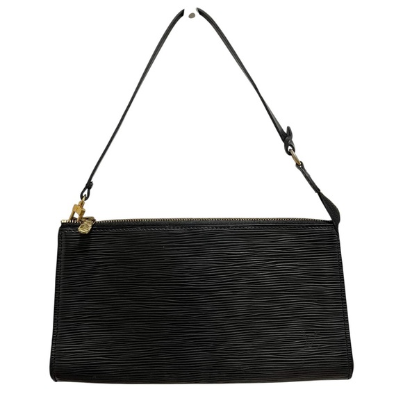 VTG Louis Vuitton Black Epi Leather Pochette Mini Bag Clutch Zip Close AR0021 - Picture 1 of 16
